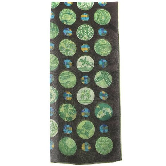 Hermes Shawl Rectangle Silk Brown and Green